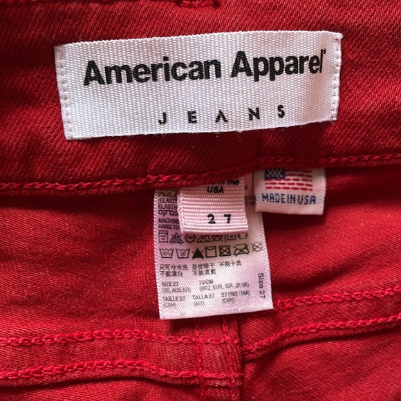 American Apparel high waisted red jeans - size 27 - Picture 2 of 3